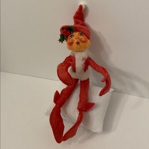 Vintage Annalee Red Elf Pixie Posable Doll 8" Christmas 1990 Decor Handmade USA